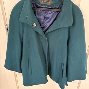 Elie Tahari Teal Cape Jacket small lined perfect designer jacket